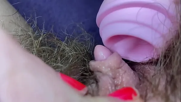 Big Testing Pussy licking clit licker toy big clitoris hairy pussy in extreme closeup masturbation best Videos