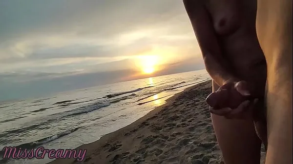 Big French Milf Blowjob Amateur on Nude Beach public to stranger with Cumshot 02 - MissCreamy best Videos